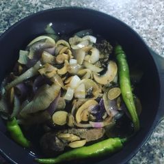 Pork Steak Tagalog w Steamed Onions and Mushrooms A picture of Pork Steak Tagalog w Steamed Onions and Mushrooms.