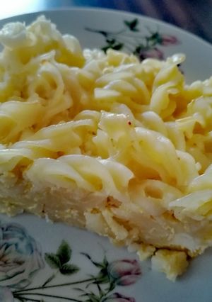 O poză a rețetei Budincă de paste (am folosit fusilli).