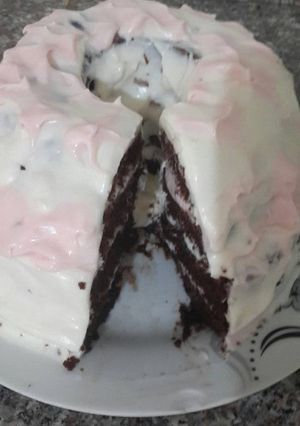 صورة لوصفة كيك الشكولا بالكريمه سهل ولذييييذ على طريقتي💖