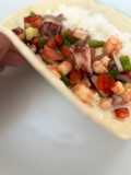 Tacos de salpicón con vinagreta y queso crema - Receta de Batch Cooking