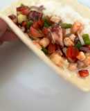 Tacos de salpicón con vinagreta y queso crema - Receta de Batch Cooking