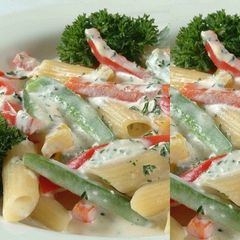A picture of White sauce Penne(pasta).