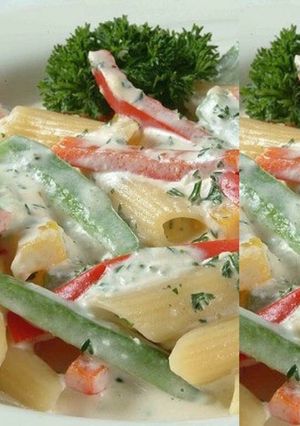 A picture of White sauce Penne(pasta).