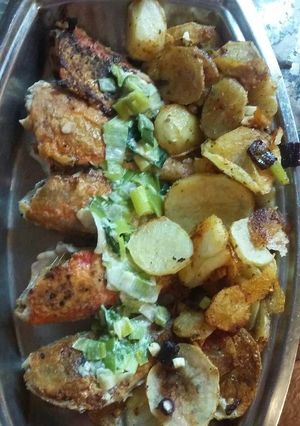 Una foto de Trilla endemoniada con crema de puerros
