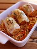 Pollo a la parmesana con noodles