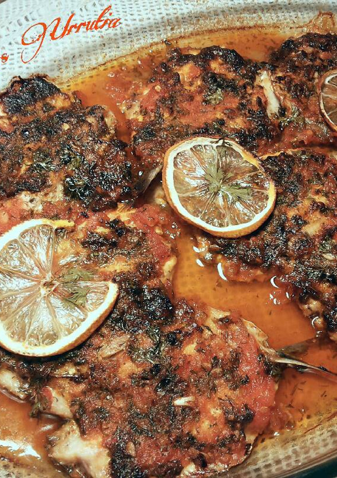 Una foto de Sardinas gigantes al horno, con majado de limón