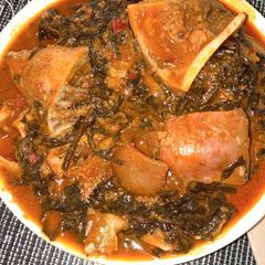 A picture of Bitter leaf soup (ofe onugbu).