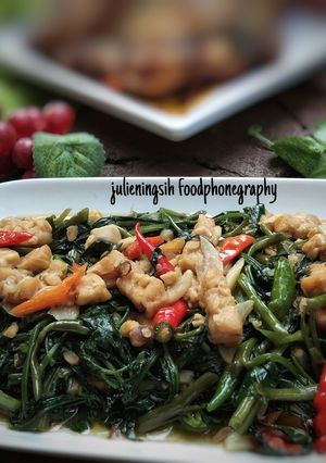 Foto resep Kangkung Tempe Tumis Saus tiram