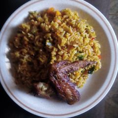 A picture of Celery Jollof rice.