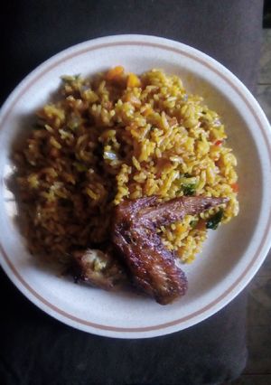 A picture of Celery Jollof rice.