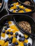 Easy blueberry and peach parfait
