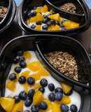 Easy blueberry and peach parfait