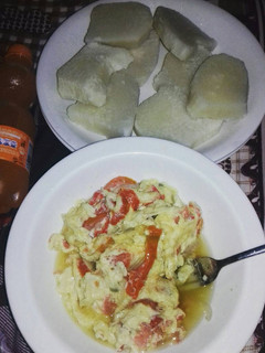 A picture of Yam and egg sauce.