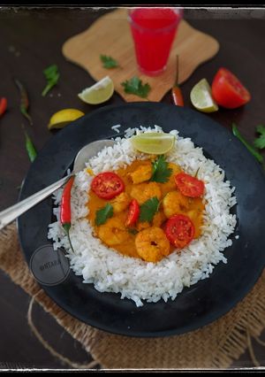 A picture of Brazilian one pot prawn meal in coconut souce.