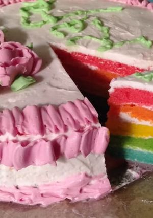Foto resep Rainbow cake kukus.. simple 😍