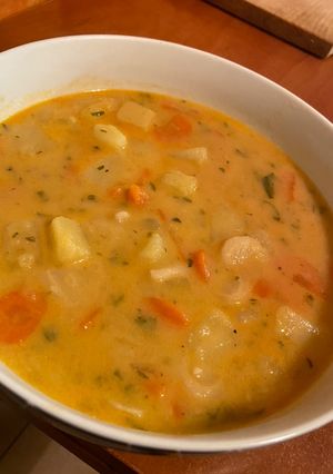 Vegán krumplileves recept fotója