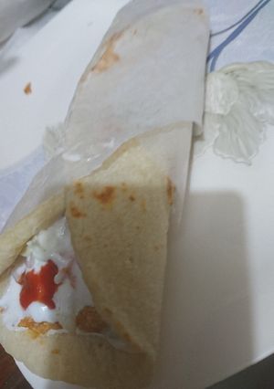 A picture of Tikka Shawarma and pitta bread homemade..
