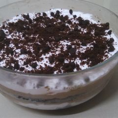 A picture of Brownie triffle with home made chocolate.