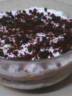 A picture of Brownie triffle with home made chocolate.