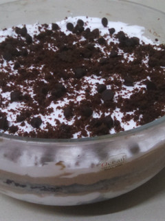 A picture of Brownie triffle with home made chocolate.