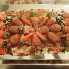 A picture of Strawberry & Passion Fruit Meringue Roulade.