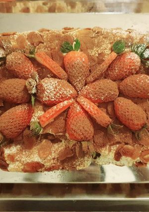 A picture of Strawberry & Passion Fruit Meringue Roulade.