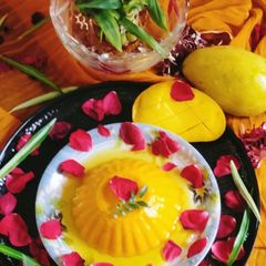A picture of Alphonso Mango pudding Eggless mango pudding.