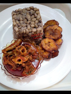 A picture of Cubed cooked beans wt assorted stew.