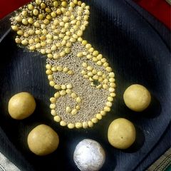 ROSTED CHANA DAL & SESAME SEED LADDU A picture of ROSTED CHANA DAL & SESAME SEED LADDU.