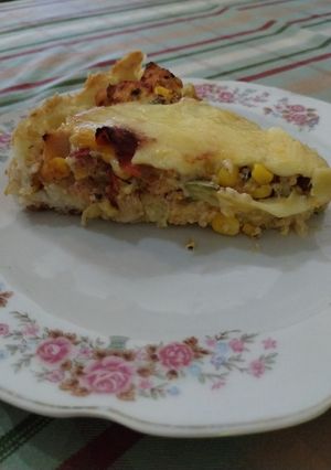 Una foto de Tarta de pollo y verduras con base sin harina