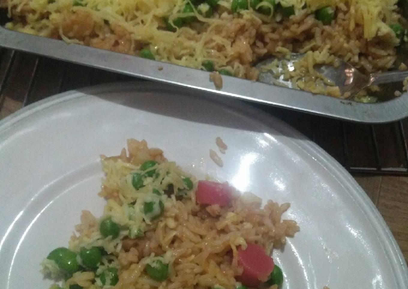 Nasi panggang keju polong