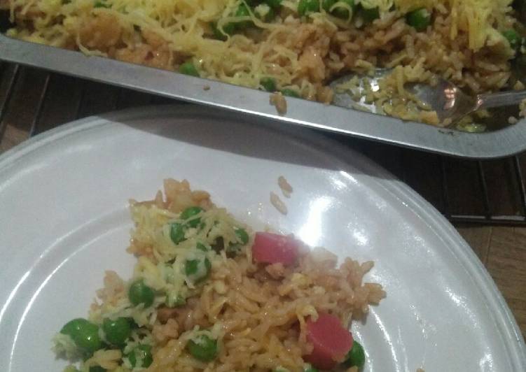 Nasi panggang keju polong