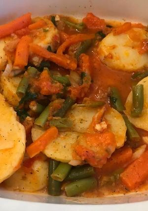 Una foto de Cacerola griega de ejotes con papas