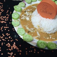 Masoor and moong ki daal with boiled rice A picture of Masoor and moong ki daal with boiled rice.
