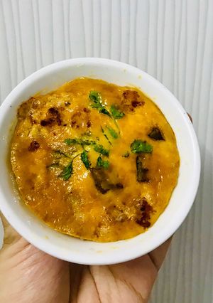 Hình của món Ăn xế: bánh trứng nướng nhân mặn cho bé.