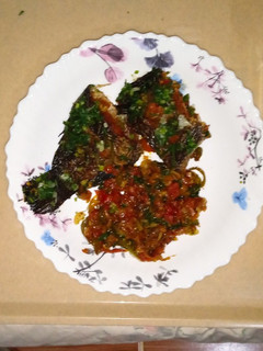 A picture of Wet fry fish.