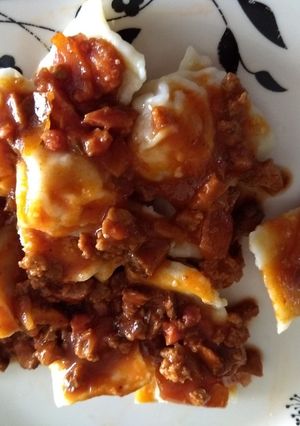 Una foto de Salsa bolognesa con carne cocida que sobro