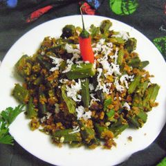 A picture of Okra Paruppu Usili.
