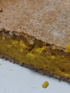 Una foto de Tarta integral de zapallo camote