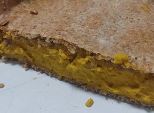 Una foto de Tarta integral de zapallo camote