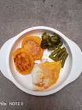 H192. Pancake Kabocha, Telur Ceplok dan Sayuran Kukus (12 month+)
