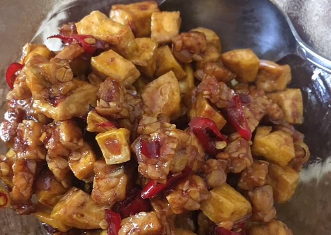 Tempe tahu orek orek kecap pedas