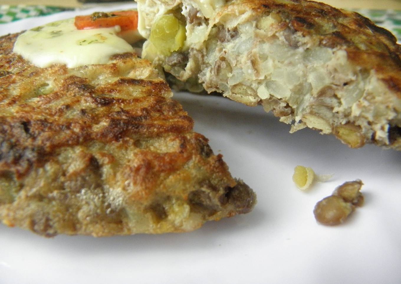 Tortilla de lentejas y arvejas (guisantes)