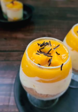 A picture of No bake mango cheese cake.