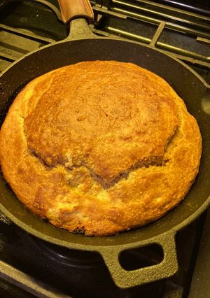 A picture of Sourdough Skillet Corn Bread.