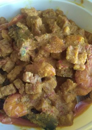 Foto resep Ikan kembung campur udang + tempe bumbu kuning