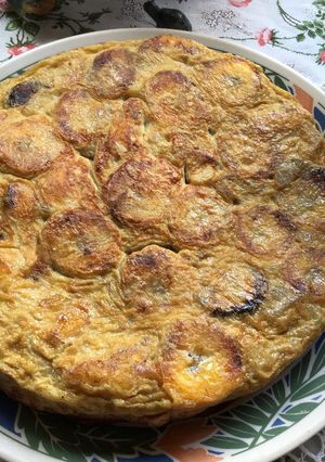 Una foto de Tortilla de plátanos (plátanos machos)