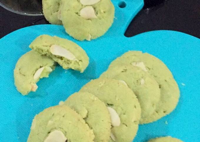 Resep Almond Matcha Cookies Anti Gagal