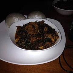 A picture of Achi soup and fufu.