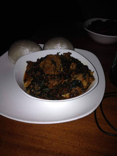 A picture of Achi soup and fufu.
